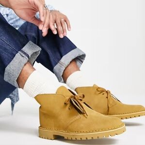 NIB CLARKS Nubuck Chukka Boot Rugged Mid Desert Ortholite Cushion Lug Shoe 12